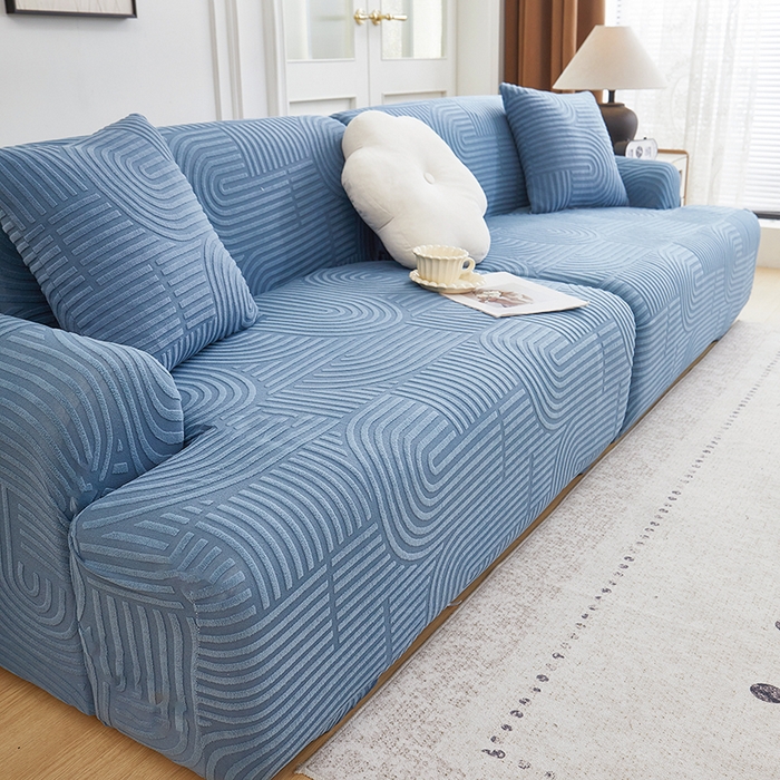91家纺网 家纺一手货源 找家纺 丝绮鹿 2025新款圆满沙发套（直排松紧款） 海军蓝