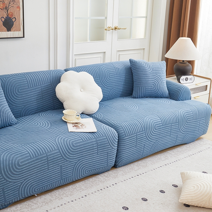 91家纺网 家纺一手货源 找家纺 丝绮鹿 2025新款圆满沙发套（直排松紧款） 海军蓝