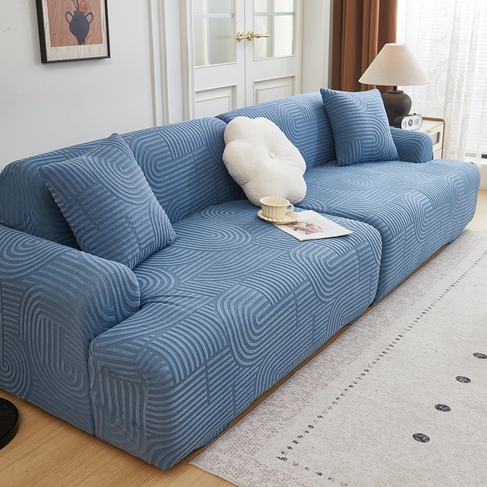 91家纺网 家纺一手货源 找家纺 丝绮鹿 2025新款圆满沙发套（直排松紧款） 海军蓝
