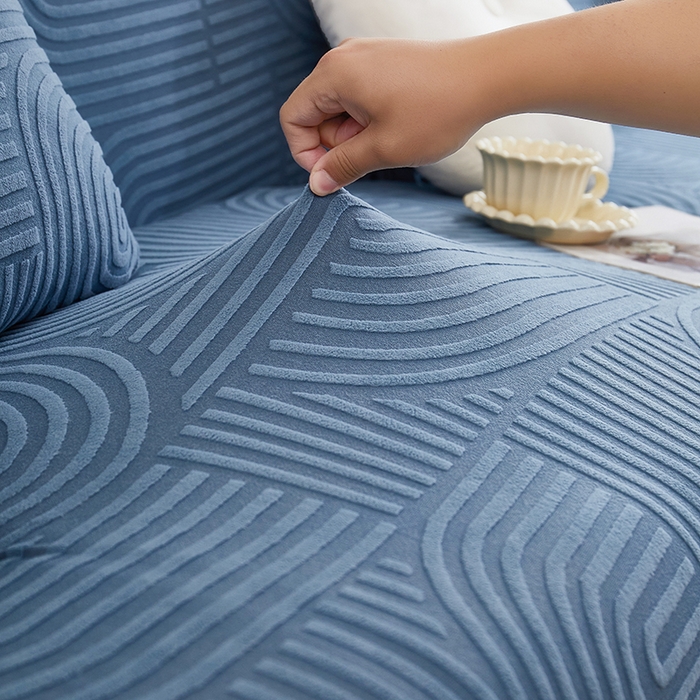 91家纺网 家纺一手货源 找家纺 丝绮鹿 2025新款圆满沙发套（直排松紧款） 海军蓝