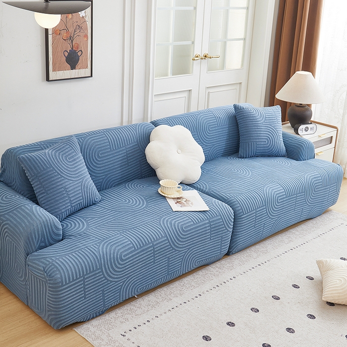 91家纺网 家纺一手货源 找家纺 丝绮鹿 2025新款圆满沙发套（直排松紧款） 海军蓝