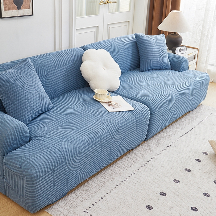 91家纺网 家纺一手货源 找家纺 丝绮鹿 2025新款圆满沙发套（直排松紧款） 海军蓝