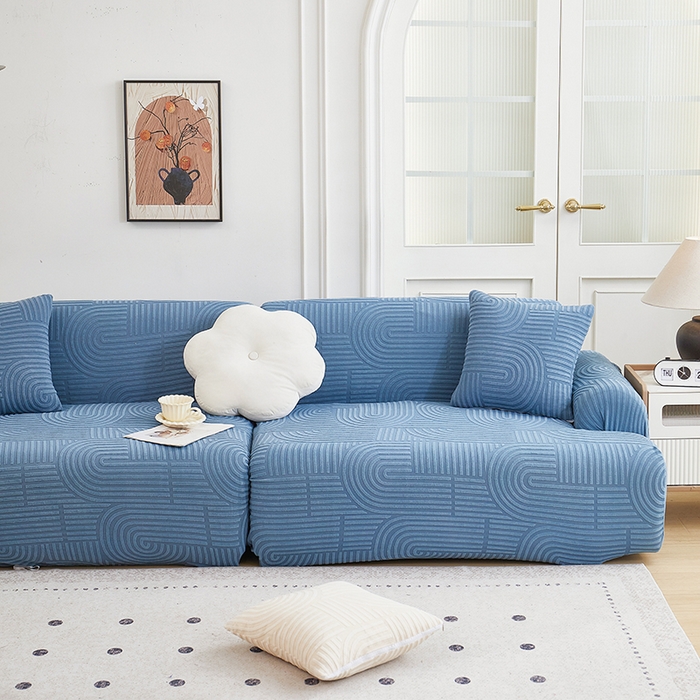91家纺网 家纺一手货源 找家纺 丝绮鹿 2025新款圆满沙发套（直排松紧款） 海军蓝