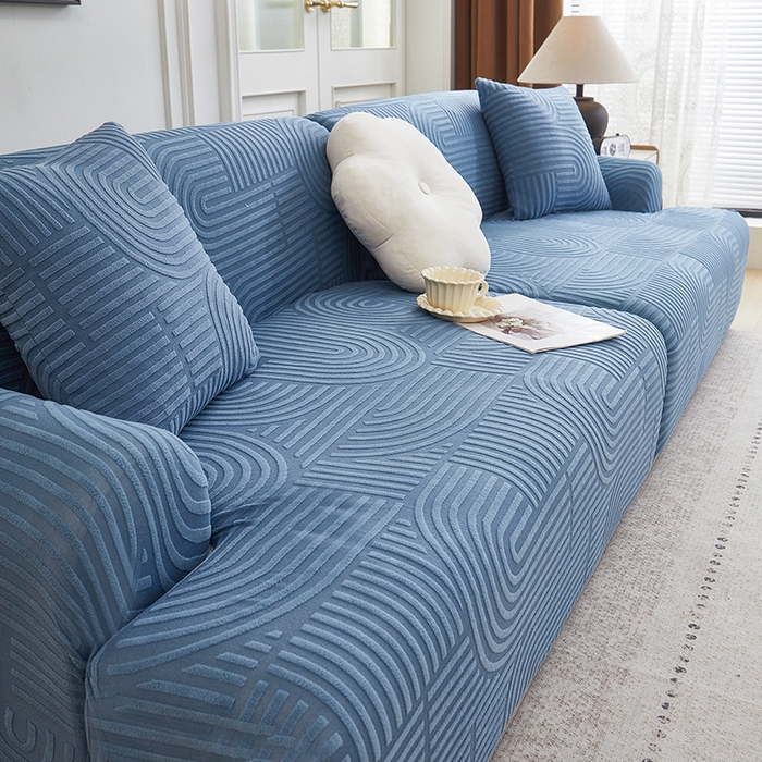 91家纺网 家纺一手货源 找家纺 丝绮鹿 2025新款圆满沙发套（直排松紧款） 海军蓝