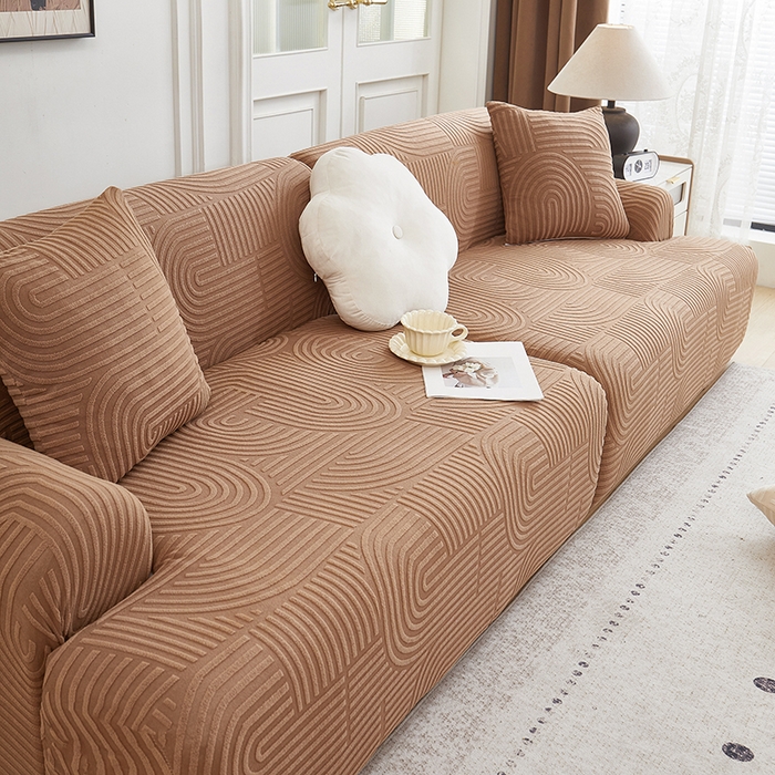 91家纺网 家纺一手货源 找家纺 丝绮鹿 2025新款圆满沙发套（直排松紧款） 神秘驼