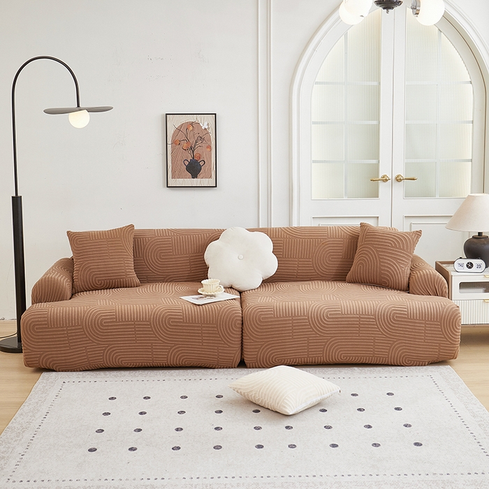 91家纺网 家纺一手货源 找家纺 丝绮鹿 2025新款圆满沙发套（直排松紧款） 神秘驼