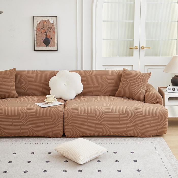 91家纺网 家纺一手货源 找家纺 丝绮鹿 2025新款圆满沙发套（直排松紧款） 神秘驼