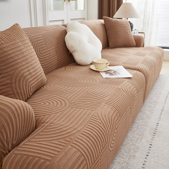 91家纺网 家纺一手货源 找家纺 丝绮鹿 2025新款圆满沙发套（直排松紧款） 神秘驼