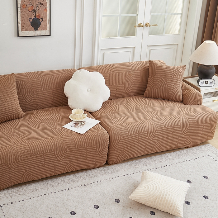 91家纺网 家纺一手货源 找家纺 丝绮鹿 2025新款圆满沙发套（直排松紧款） 神秘驼