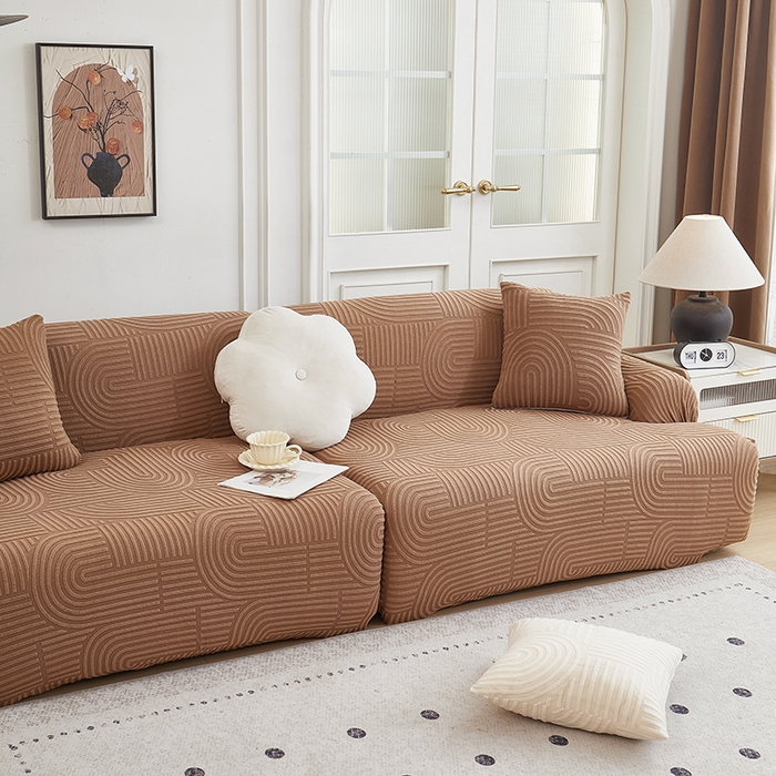 91家纺网 家纺一手货源 找家纺 丝绮鹿 2025新款圆满沙发套（直排松紧款） 神秘驼