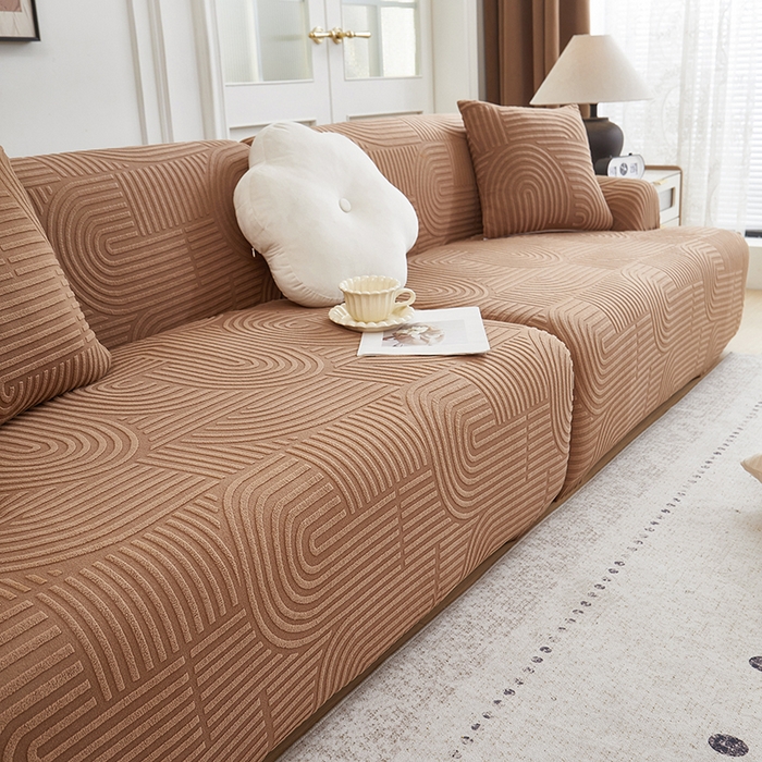 91家纺网 家纺一手货源 找家纺 丝绮鹿 2025新款圆满沙发套（直排松紧款） 神秘驼