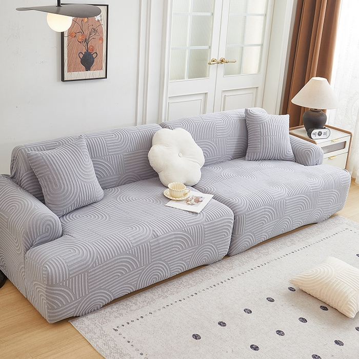 91家纺网 家纺一手货源 找家纺 丝绮鹿 2025新款圆满沙发套（直排松紧款） 月光灰