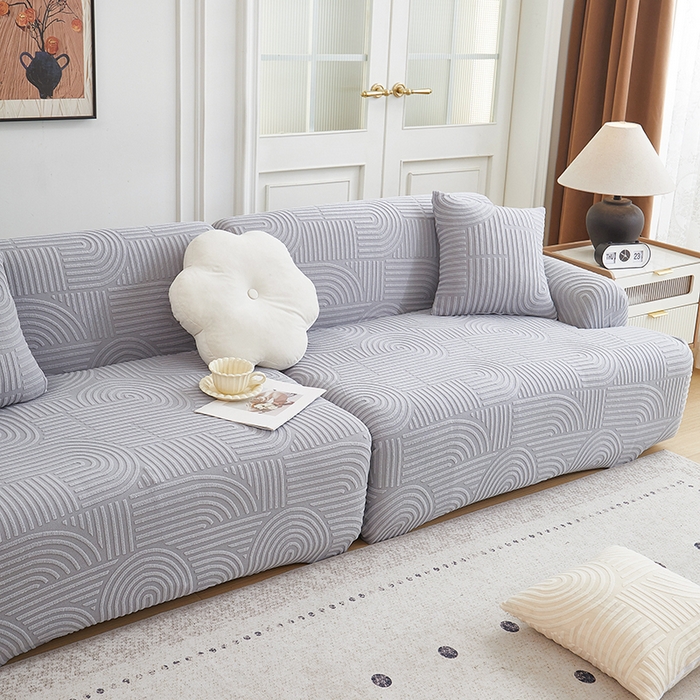 91家纺网 家纺一手货源 找家纺 丝绮鹿 2025新款圆满沙发套（直排松紧款） 月光灰