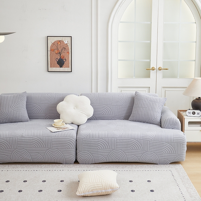 91家纺网 家纺一手货源 找家纺 丝绮鹿 2025新款圆满沙发套（直排松紧款） 月光灰