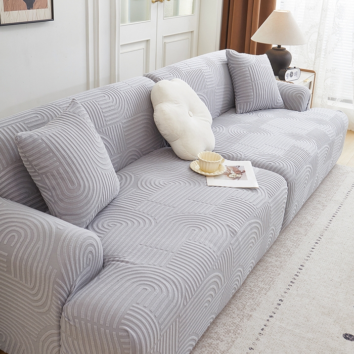 91家纺网 家纺一手货源 找家纺 丝绮鹿 2025新款圆满沙发套（直排松紧款） 月光灰