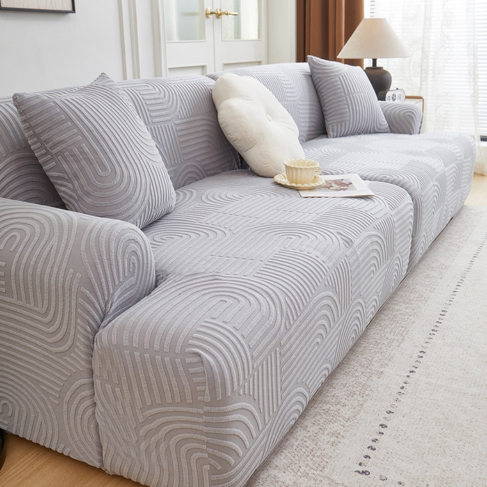 91家纺网 家纺一手货源 找家纺 丝绮鹿 2025新款圆满沙发套（直排松紧款） 月光灰