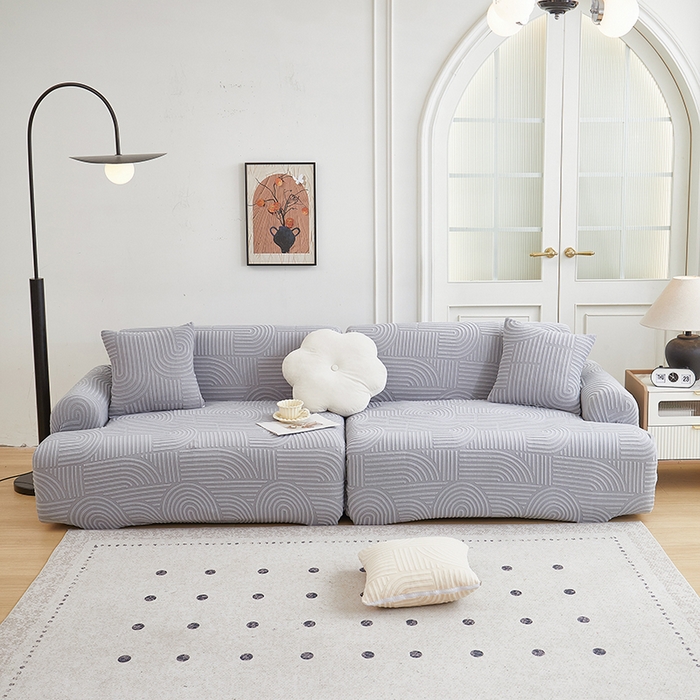 91家纺网 家纺一手货源 找家纺 丝绮鹿 2025新款圆满沙发套（直排松紧款） 月光灰