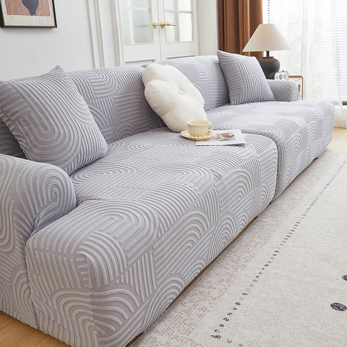 91家纺网 家纺一手货源 找家纺 丝绮鹿 2025新款圆满沙发套（直排松紧款） 月光灰