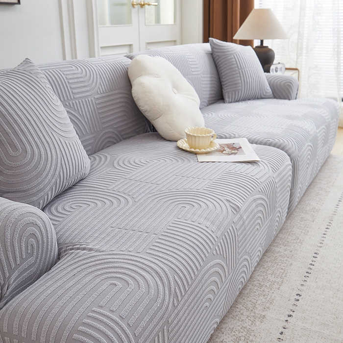 91家纺网 家纺一手货源 找家纺 丝绮鹿 2025新款圆满沙发套（直排松紧款） 月光灰