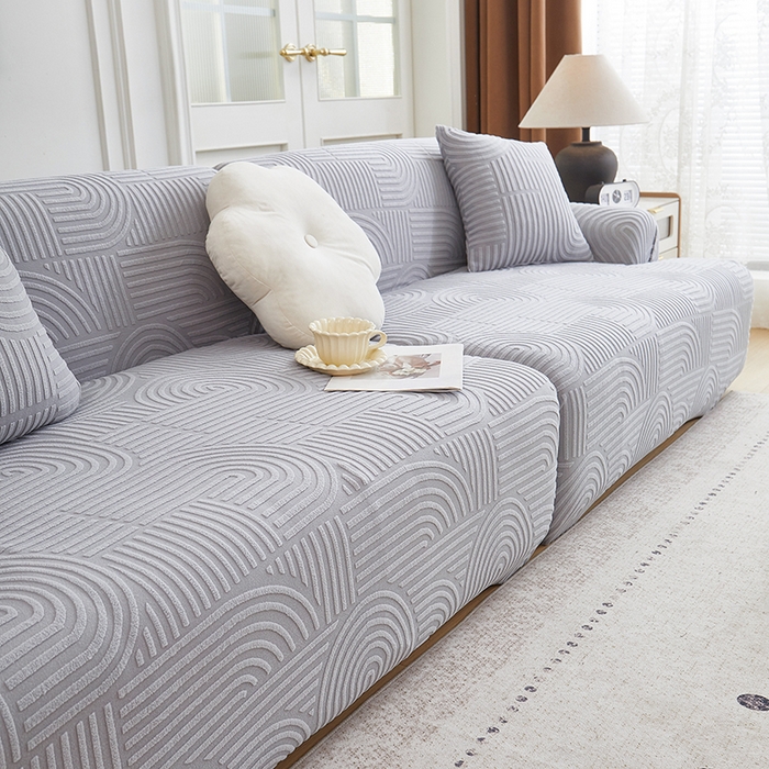 91家纺网 家纺一手货源 找家纺 丝绮鹿 2025新款圆满沙发套（直排松紧款） 月光灰