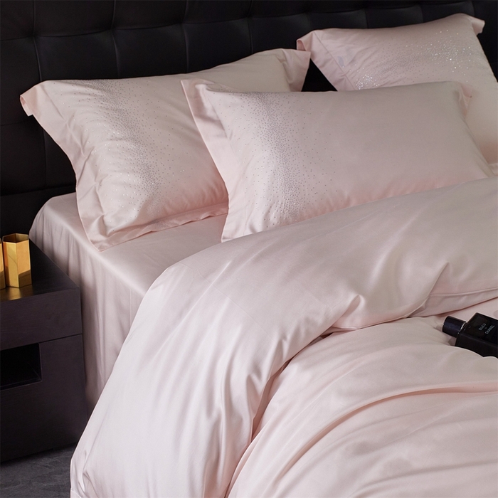 91家纺网 家纺一手货源 找家纺 鼎飞2025新款长绒棉烫钻四件套 皇家梦境-薄荷粉