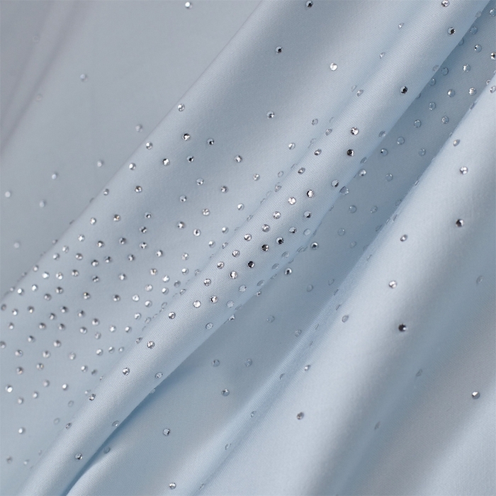 91家纺网 家纺一手货源 找家纺 鼎飞2025新款长绒棉烫钻四件套 皇家梦境-水雾蓝