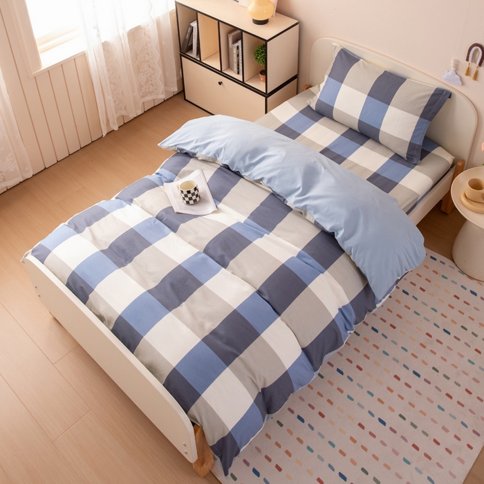 91家纺网 家纺一手货源 找家纺 （总）凌云家纺 2025新款13372全棉学生床笠款三件套 上下铺六件套一整套