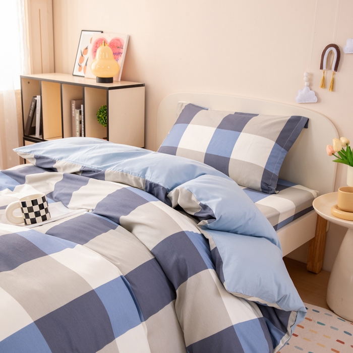 91家纺网 家纺一手货源 找家纺 （总）凌云家纺 2025新款13372全棉学生床笠款三件套 上下铺六件套一整套