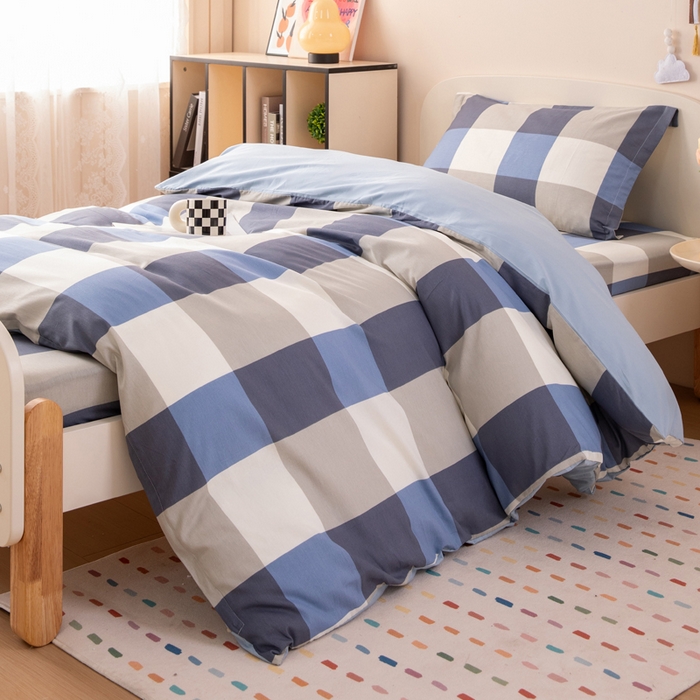 91家纺网 家纺一手货源 找家纺 （总）凌云家纺 2025新款13372全棉学生床笠款三件套 上下铺六件套一整套