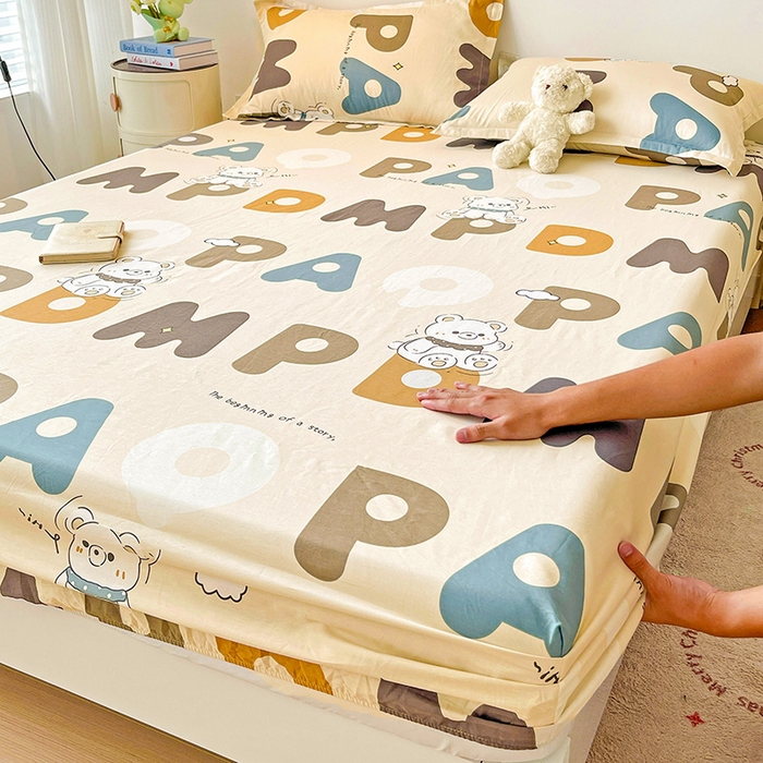 91家纺网 家纺一手货源 找家纺 纽缦家纺 2025新款纯棉斜纹床笠单品床笠 温柔小熊