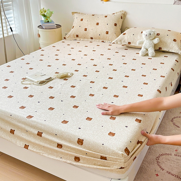 91家纺网 家纺一手货源 找家纺 纽缦家纺 2025新款纯棉斜纹床笠单品床笠 小熊日记