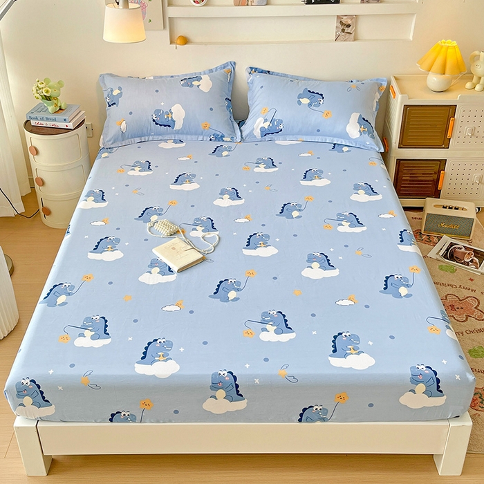 91家纺网 家纺一手货源 找家纺 纽缦家纺 2025新款纯棉斜纹床笠单品床笠 恐龙乐园