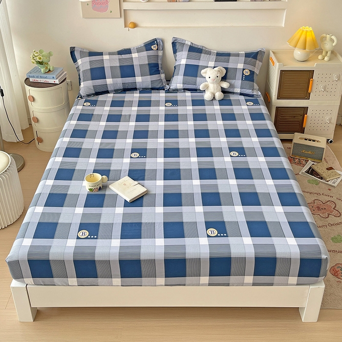 91家纺网 家纺一手货源 找家纺 纽缦家纺 2025新款纯棉斜纹床笠单品床笠 蓝语蓝