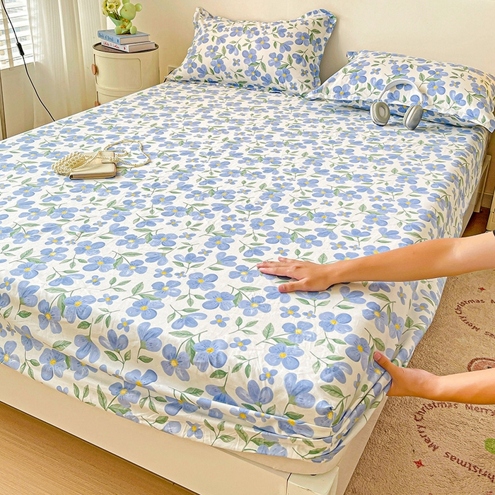 纽缦家纺 2025新款纯棉斜纹床笠单品床笠 蓝玥