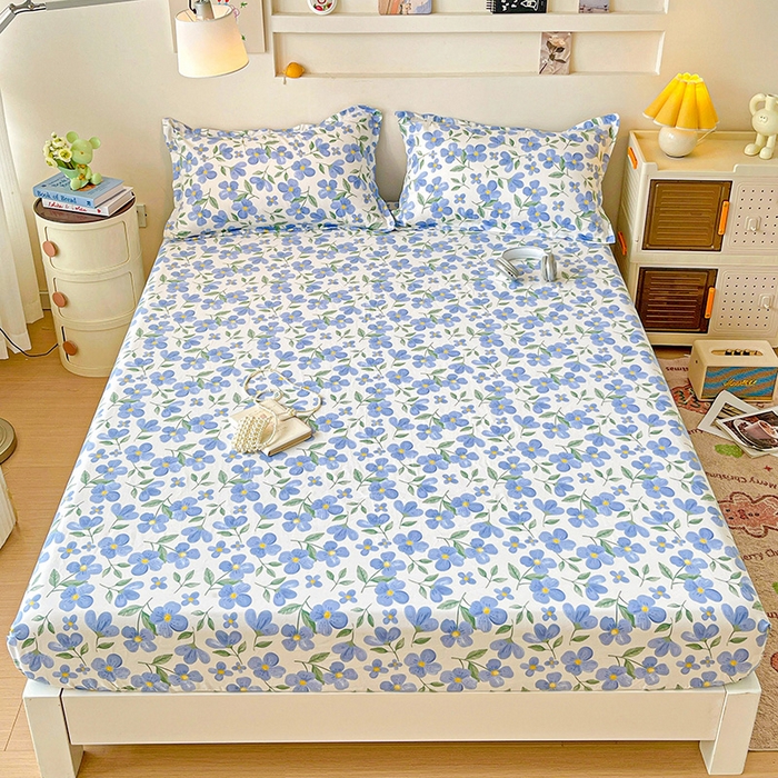 91家纺网 家纺一手货源 找家纺 纽缦家纺 2025新款纯棉斜纹床笠单品床笠 蓝玥