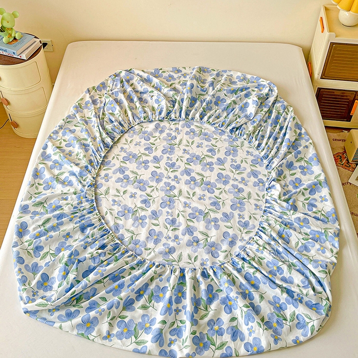 91家纺网 家纺一手货源 找家纺 纽缦家纺 2025新款纯棉斜纹床笠单品床笠 蓝玥