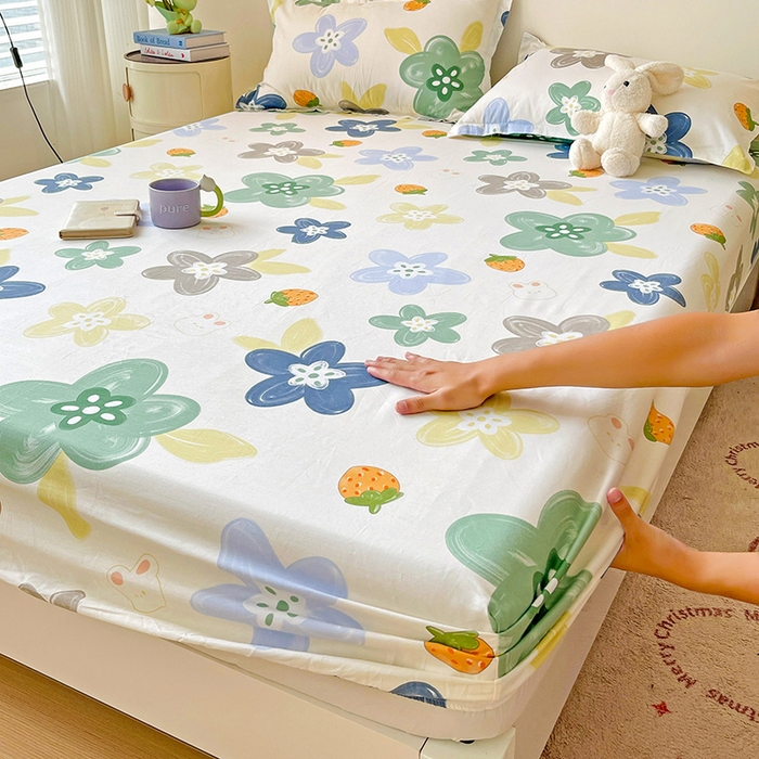 纽缦家纺 2025新款纯棉斜纹床笠单品床笠 恋恋花语绿