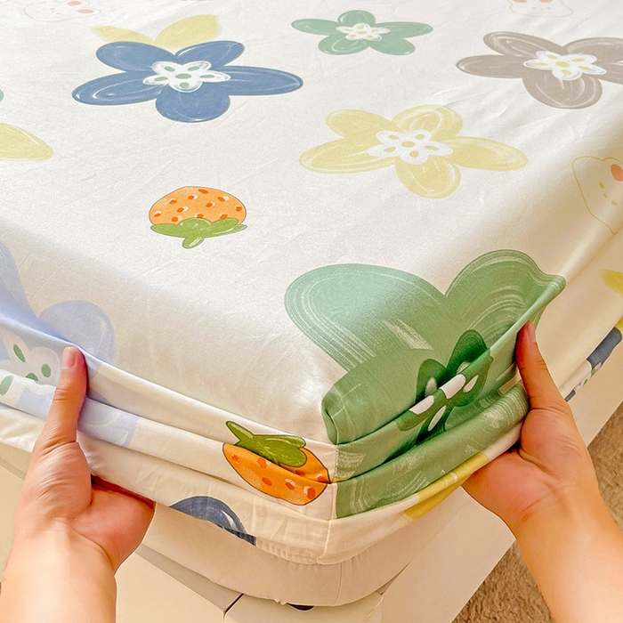 91家纺网 家纺一手货源 找家纺 纽缦家纺 2025新款纯棉斜纹床笠单品床笠 恋恋花语绿