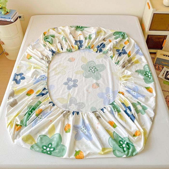 91家纺网 家纺一手货源 找家纺 纽缦家纺 2025新款纯棉斜纹床笠单品床笠 恋恋花语绿