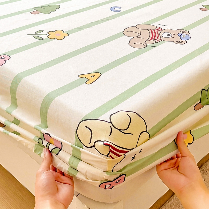 91家纺网 家纺一手货源 找家纺 纽缦家纺 2025新款纯棉斜纹床笠单品床笠 趣味熊