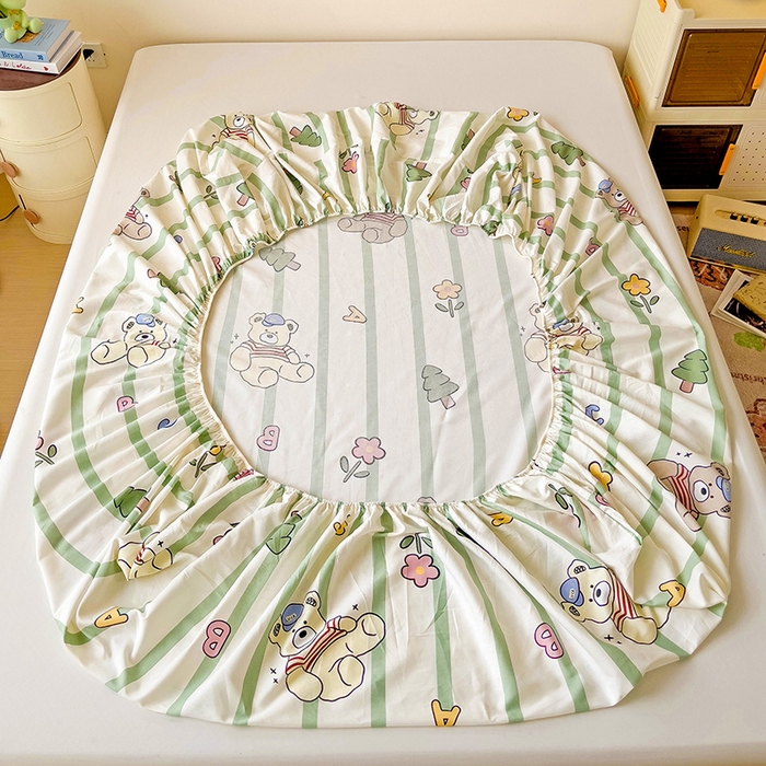 91家纺网 家纺一手货源 找家纺 纽缦家纺 2025新款纯棉斜纹床笠单品床笠 趣味熊