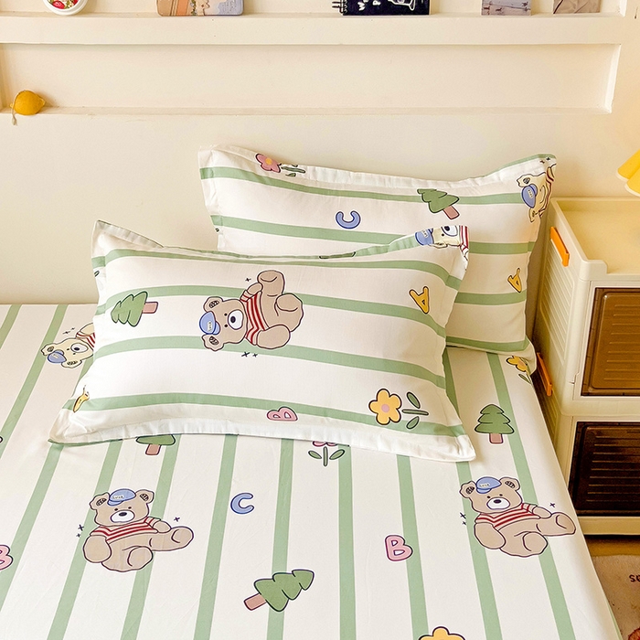 91家纺网 家纺一手货源 找家纺 纽缦家纺 2025新款纯棉斜纹床笠单品床笠 趣味熊