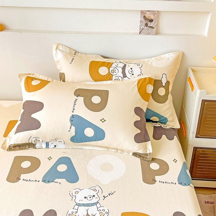 91家纺网 家纺一手货源 找家纺 纽缦家纺 2025新款纯棉斜纹床笠单品床笠 温柔小熊