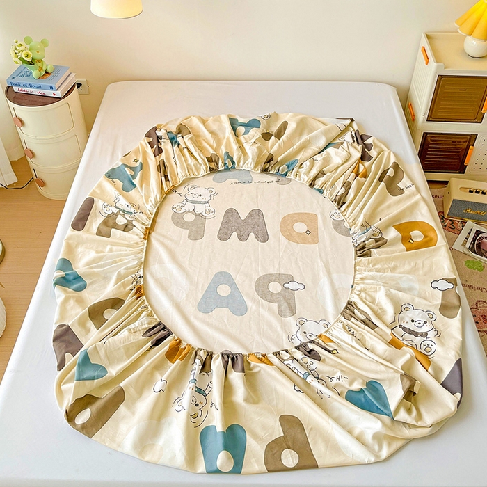 91家纺网 家纺一手货源 找家纺 纽缦家纺 2025新款纯棉斜纹床笠单品床笠 温柔小熊