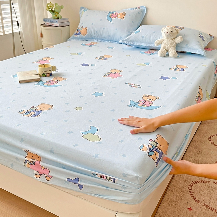 纽缦家纺 2025新款纯棉斜纹床笠单品床笠 星星小熊