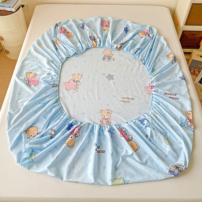 91家纺网 家纺一手货源 找家纺 纽缦家纺 2025新款纯棉斜纹床笠单品床笠 星星小熊