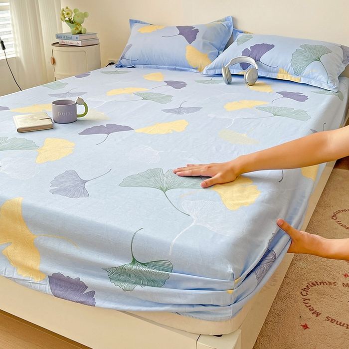 纽缦家纺 2025新款纯棉斜纹床笠单品床笠 寻春蓝