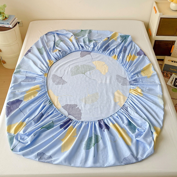 91家纺网 家纺一手货源 找家纺 纽缦家纺 2025新款纯棉斜纹床笠单品床笠 寻春蓝