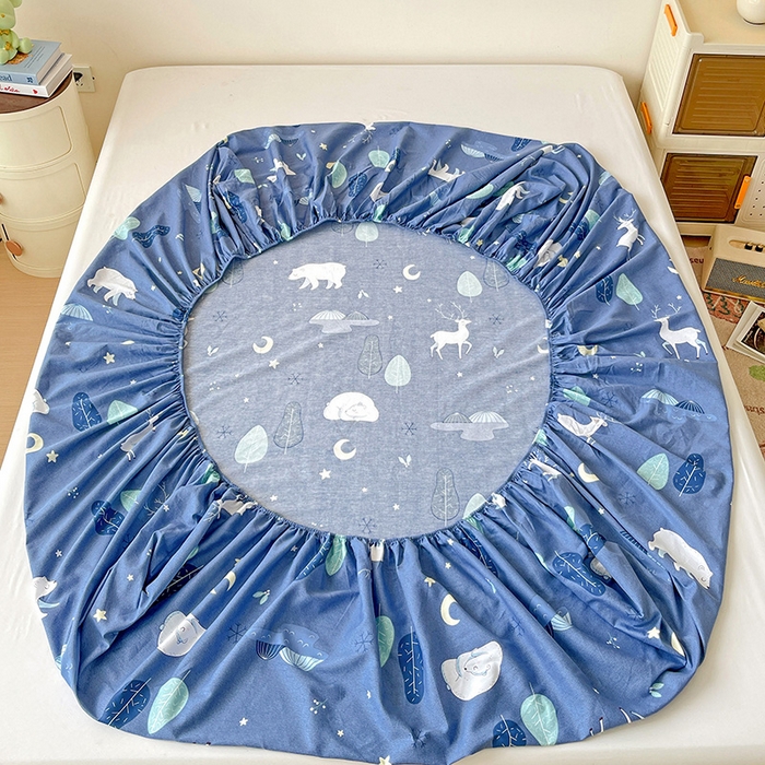 91家纺网 家纺一手货源 找家纺 纽缦家纺 2025新款纯棉斜纹床笠单品床笠 夜晚的森林