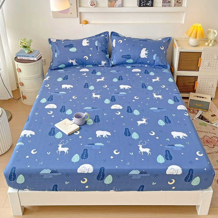 91家纺网 家纺一手货源 找家纺 纽缦家纺 2025新款纯棉斜纹床笠单品床笠 夜晚的森林